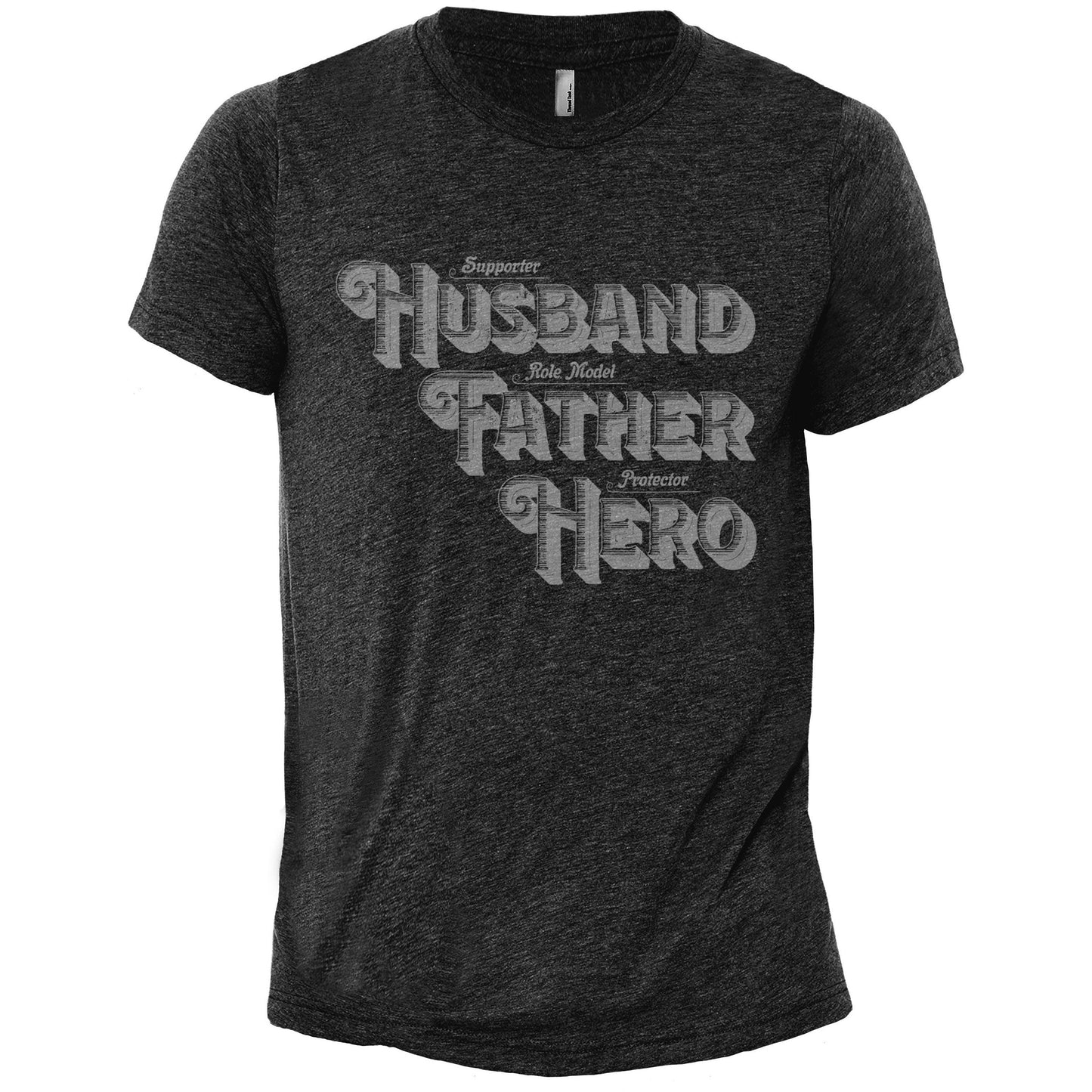 Husband Father Hero Charcoal Printed Graphic Men's Crew T-Shirt Tee