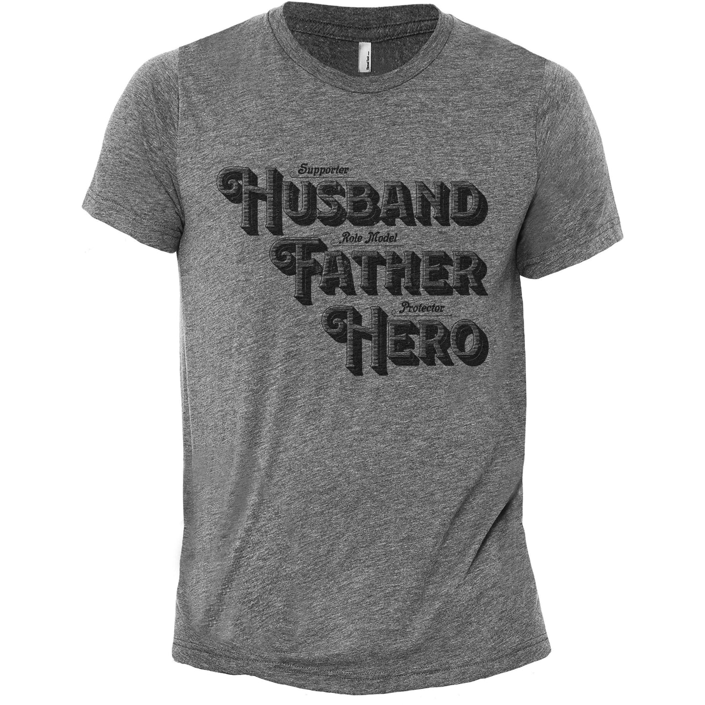 Husband Father Hero Heather Grey Printed Graphic Men's Crew T-Shirt Tee