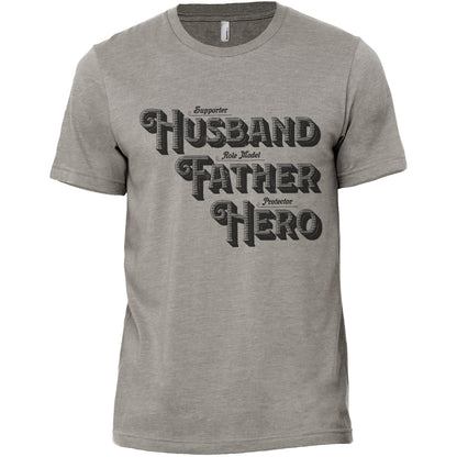 Husband Father Hero Military Grey Printed Graphic Men's Crew T-Shirt Tee