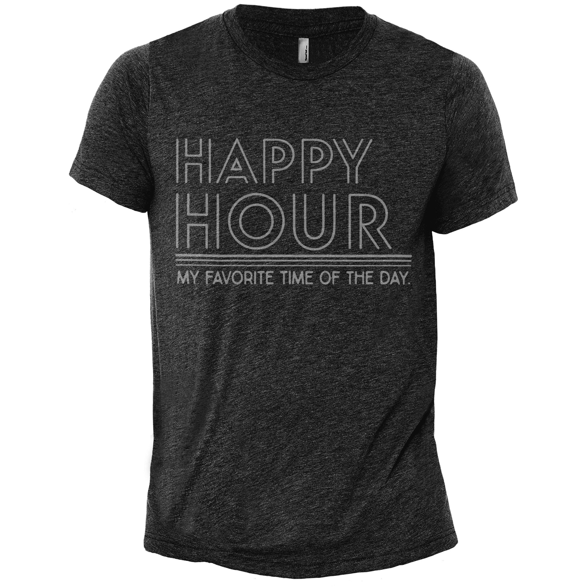 Happy Hour Heather Grey Printed Graphic Men's Crew T-Shirt Tee
