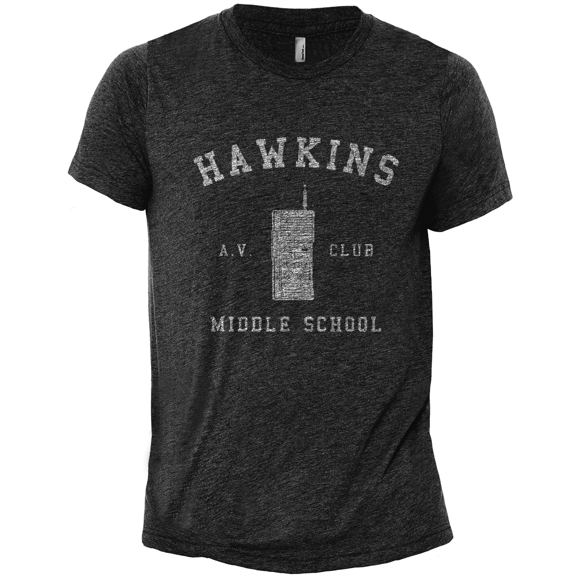 Hawkins Middle School Printed Graphic Men's Crew T-Shirt Charcoal Main Image