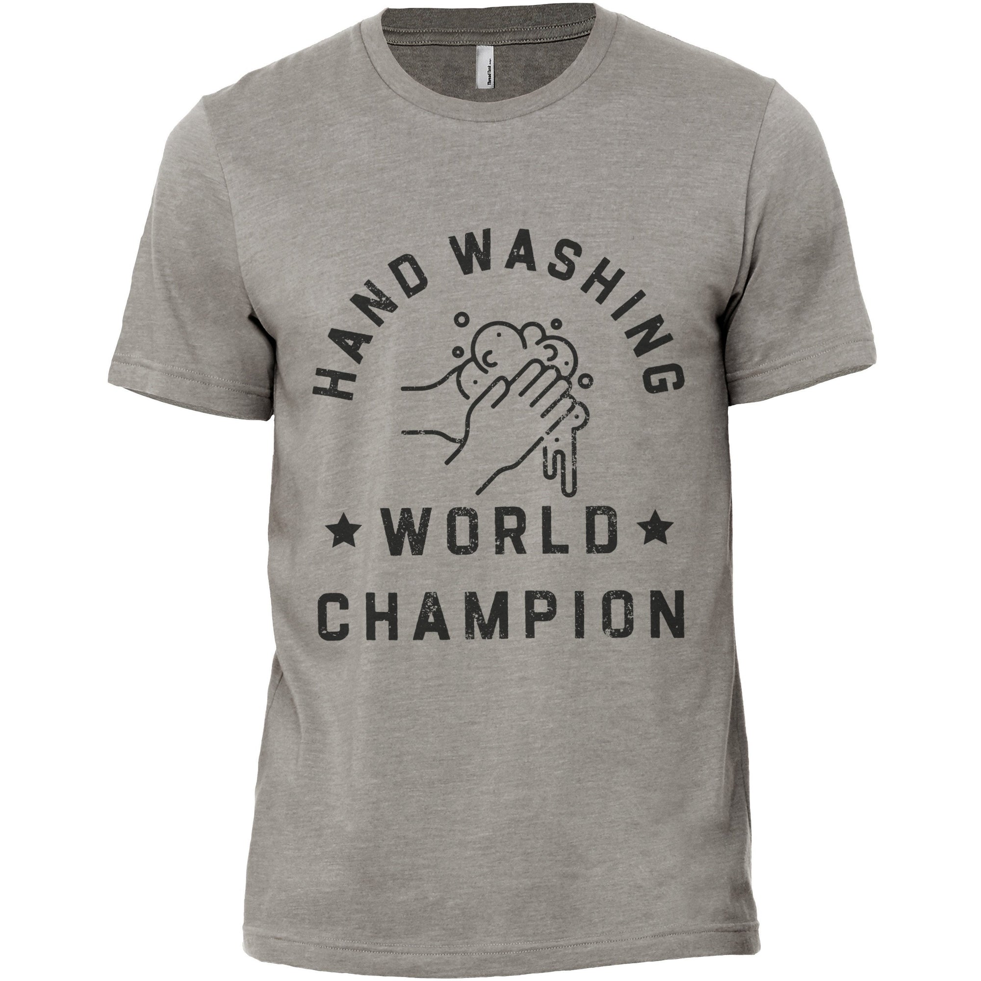 Hand Washing World Champion Military Grey Printed Graphic Men's Crew T-Shirt Tee