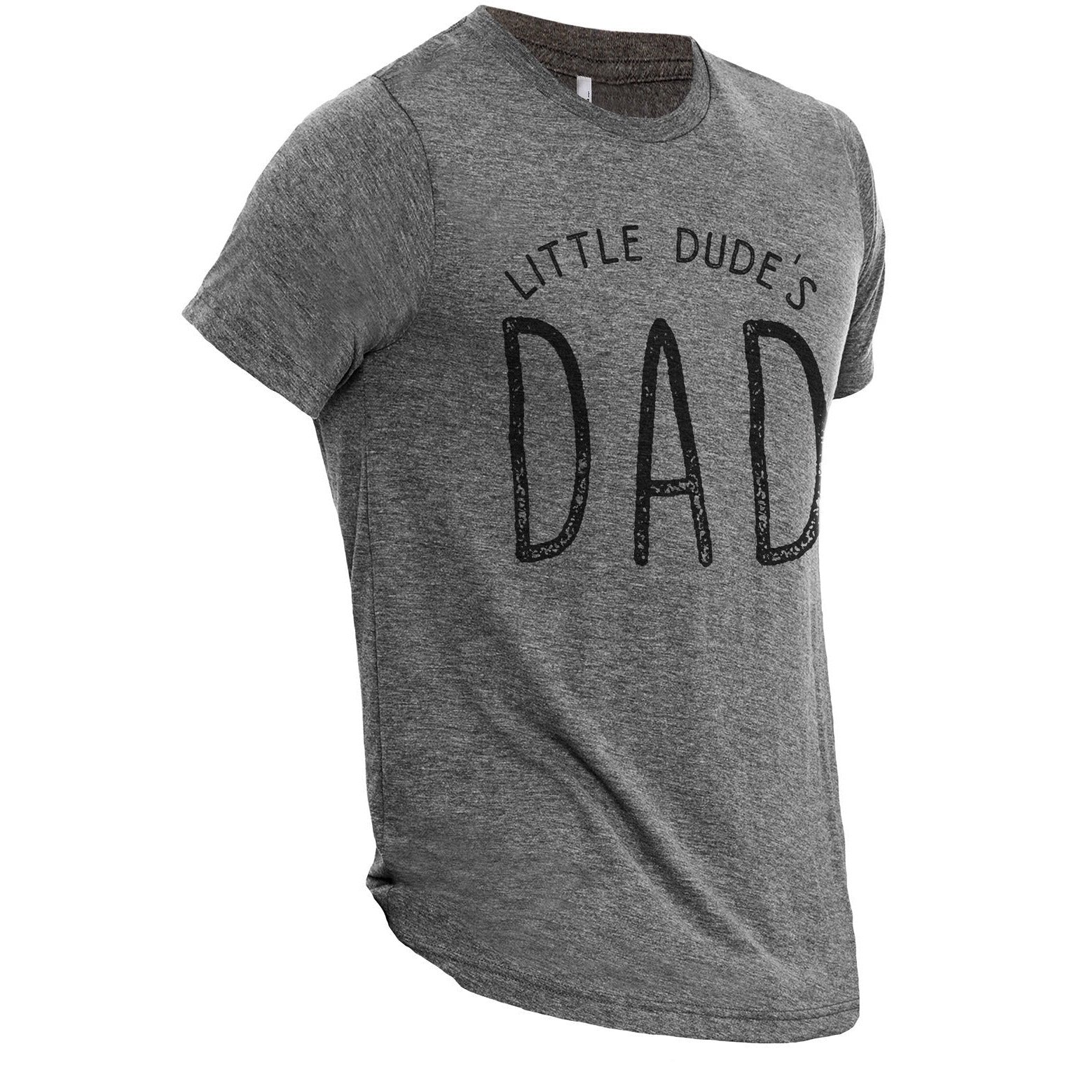 Lil Dude's Dad Heather Grey Printed Graphic Men's Crew T-Shirt Tee Side View