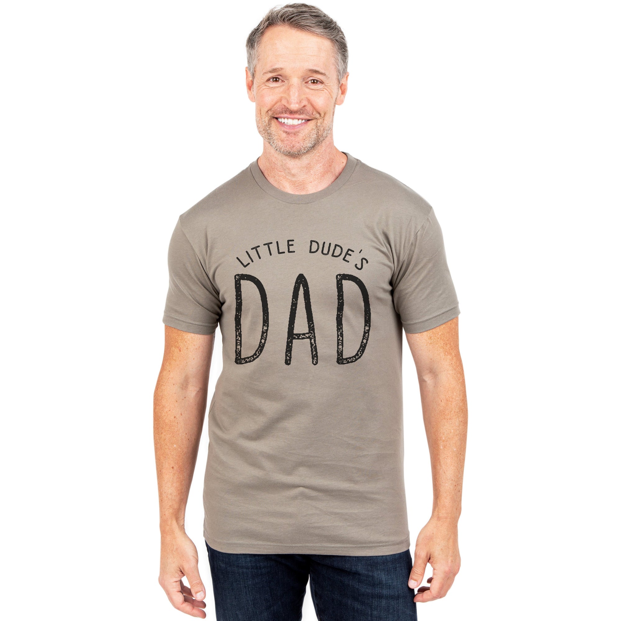 Lil Dude's Dad Military Grey Printed Graphic Men's Crew T-Shirt Tee Model
