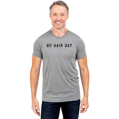 No Hair Day Heather Grey Printed Graphic Men's Crew T-Shirt Tee Model