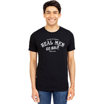 Real Men Go Bald Black Printed Graphic Men's Crew T-Shirt Tee Model