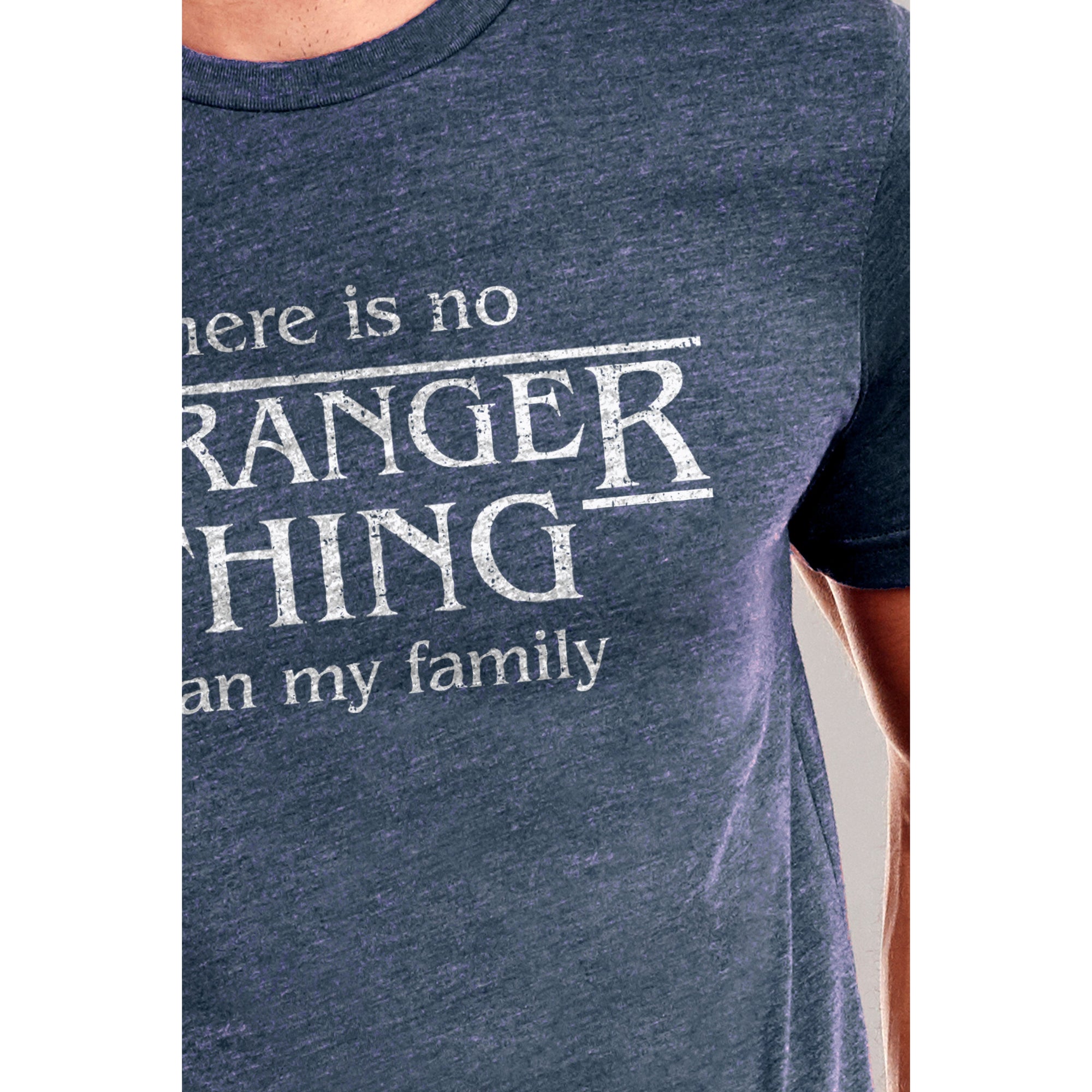 There Is No Stranger Thing Than My Family Printed Graphic Men's Crew T-Shirt Vintage White Closeup Image