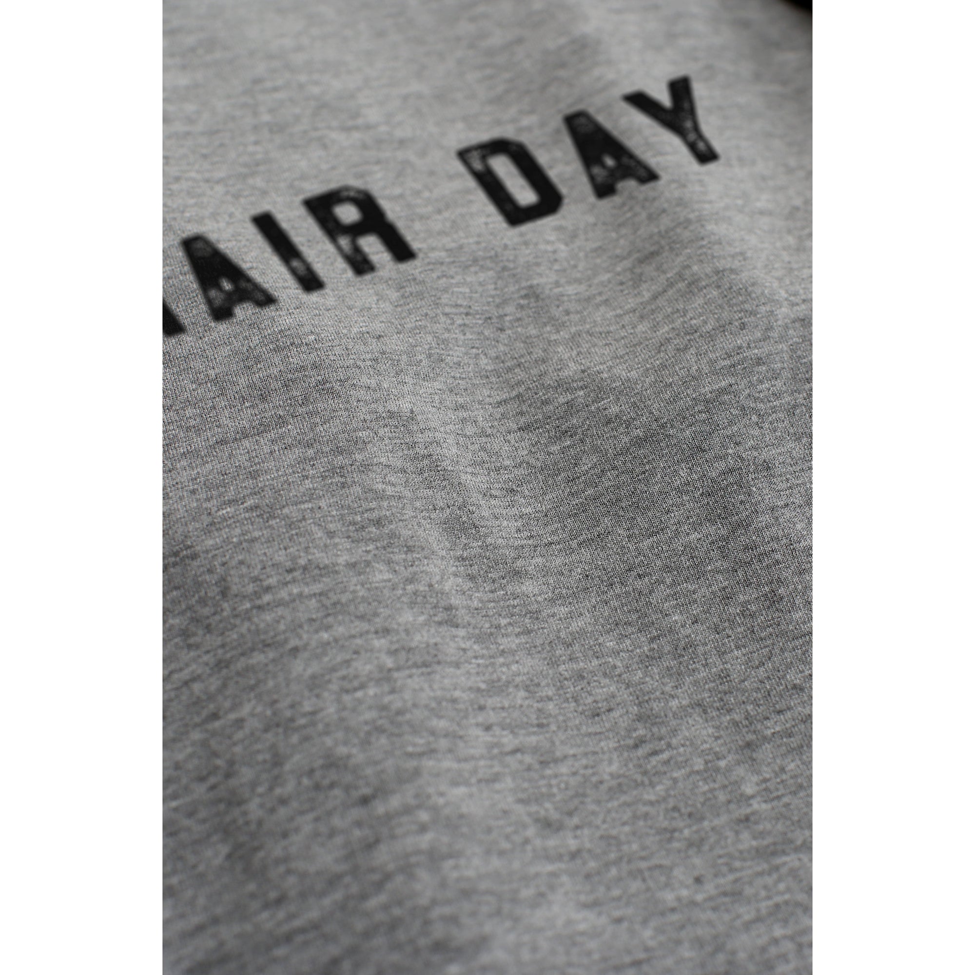 No Hair Day Heather Grey Printed Graphic Men's Crew T-Shirt Tee Closeup Details