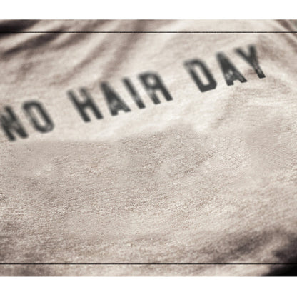 No Hair Day Military Grey Printed Graphic Men's Crew T-Shirt Tee Closeup Details