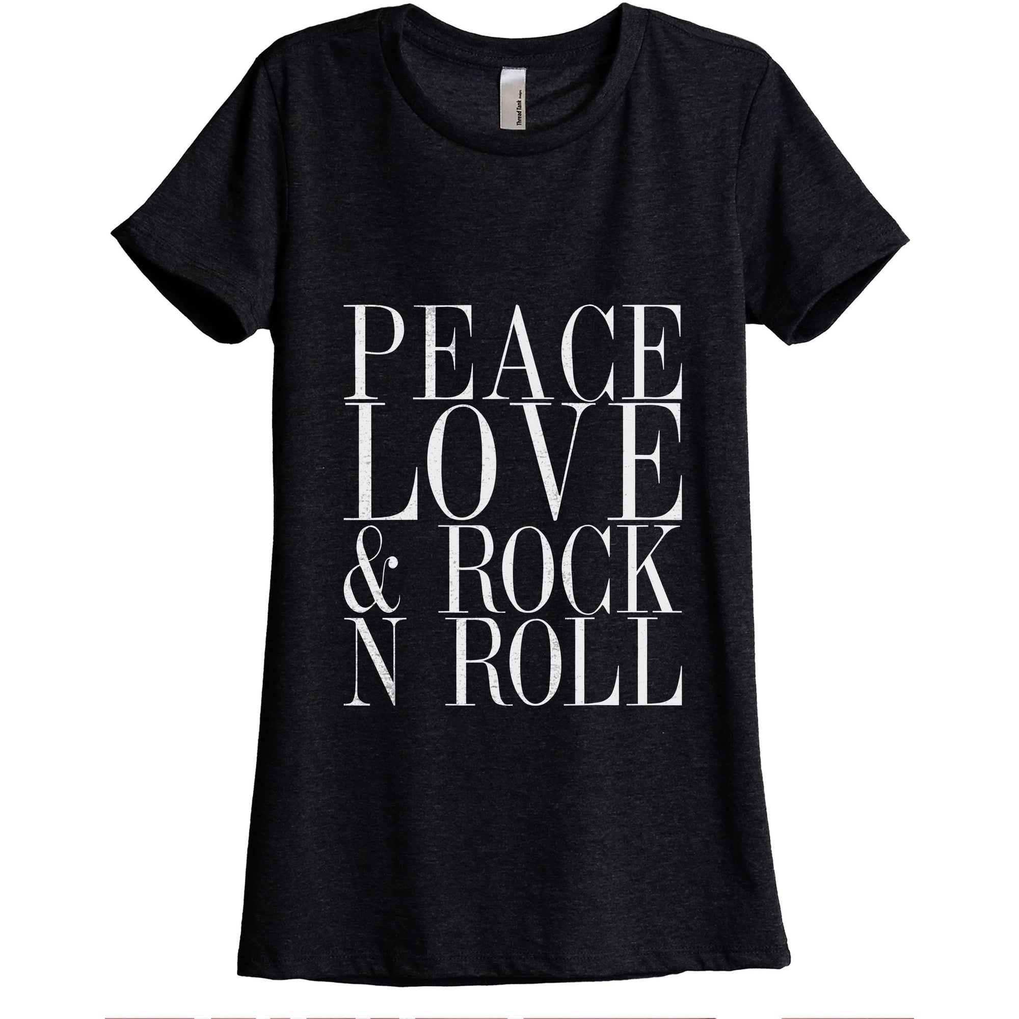 Peace Love And Rock n Roll Women's Relaxed Crewneck Graphic T 