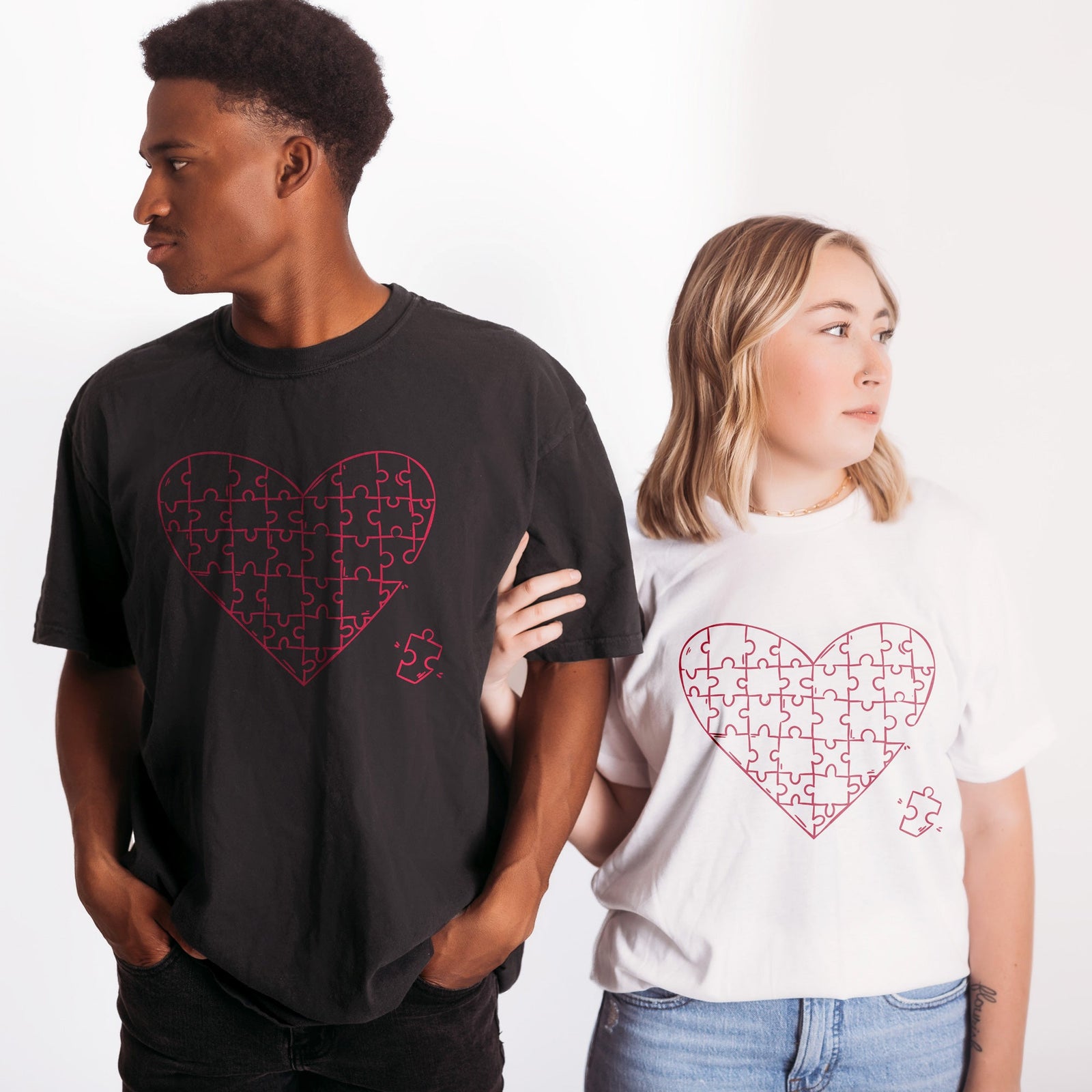 Puzzle Hearts Garment-Dyed Tee - Stories You Can Wear