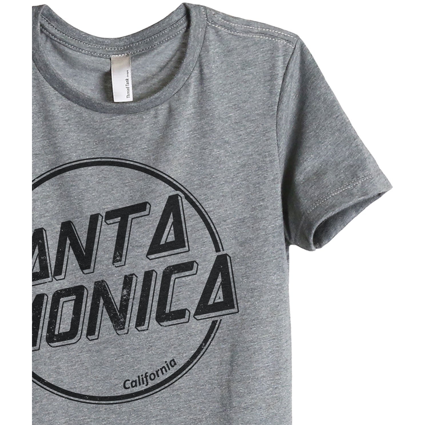 Santa Monica California Women s Relaxed Crewneck Graphic T Shirt