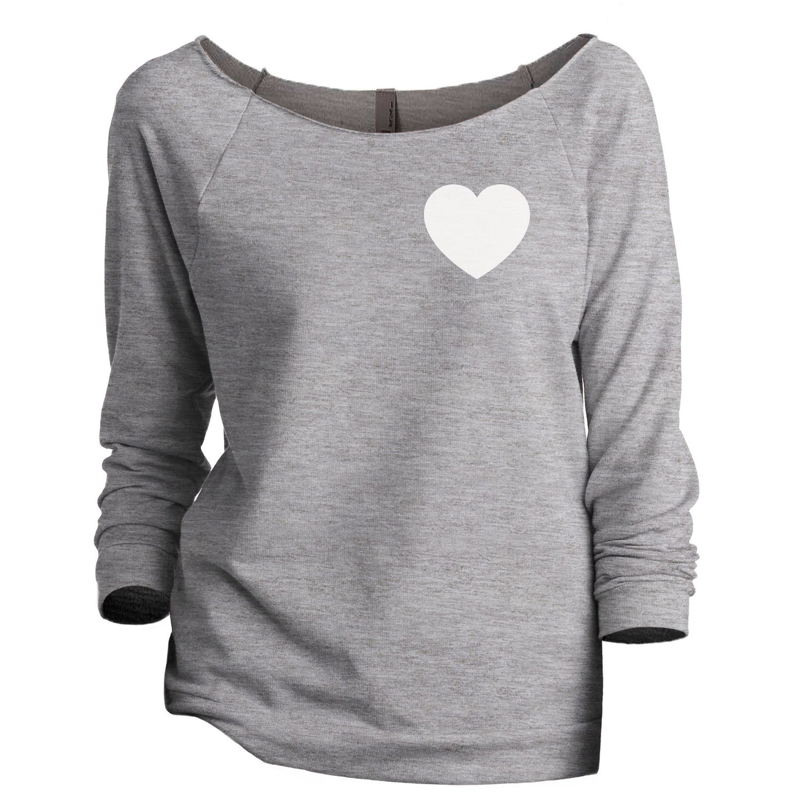 Small Heart Women's Graphic Printed Slouchy 3/4 Sleeves Lightweight  Sweatshirt