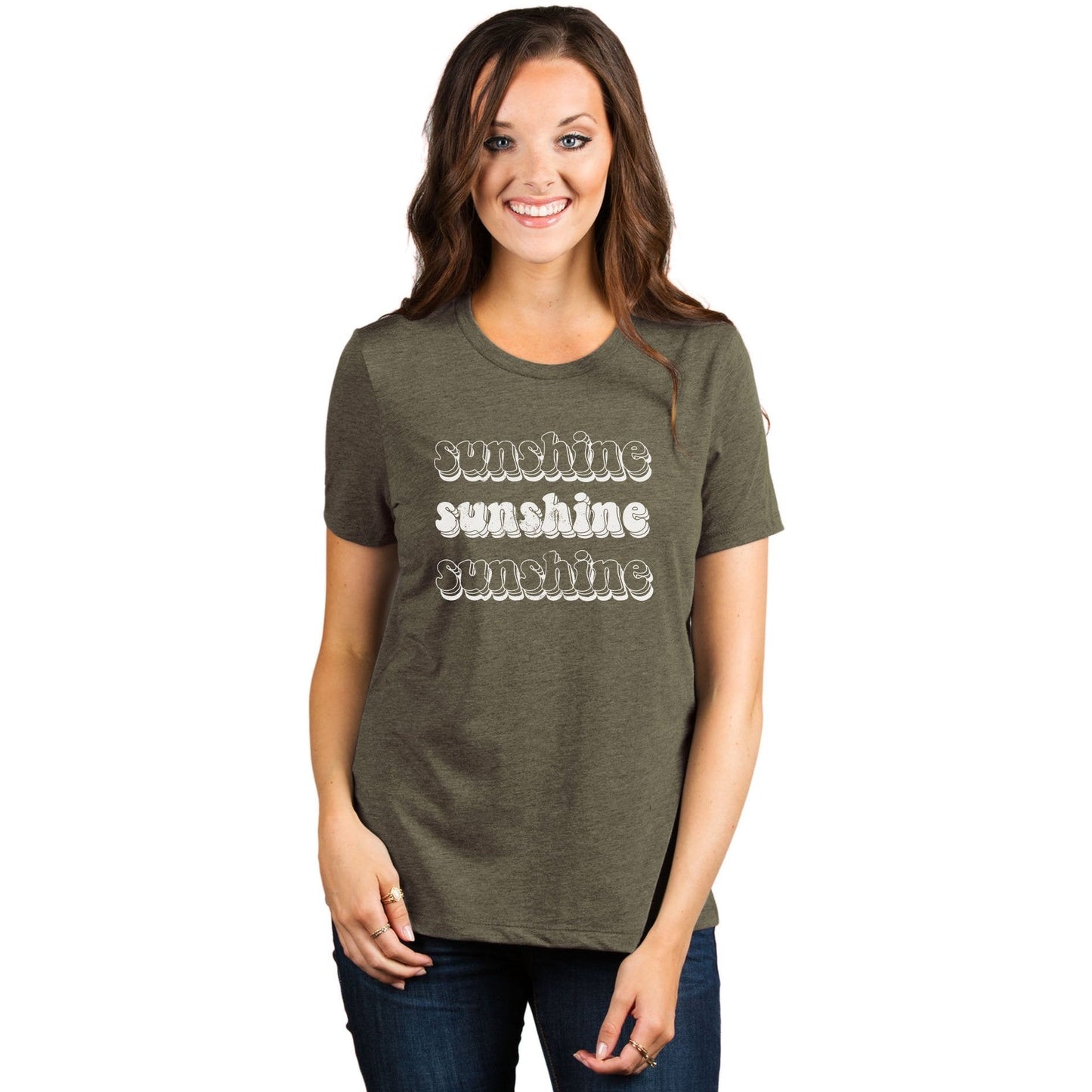 Sunshine Women's Relaxed Crewneck Graphic T-Shirt Top Tee Heather Sage ...