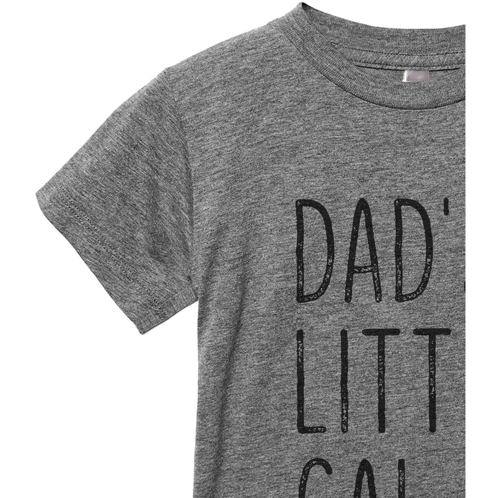 Dad's Little Gal Toddler's Go-To Crewneck Tee Charcoal Close Up Sleeves Collar Details
