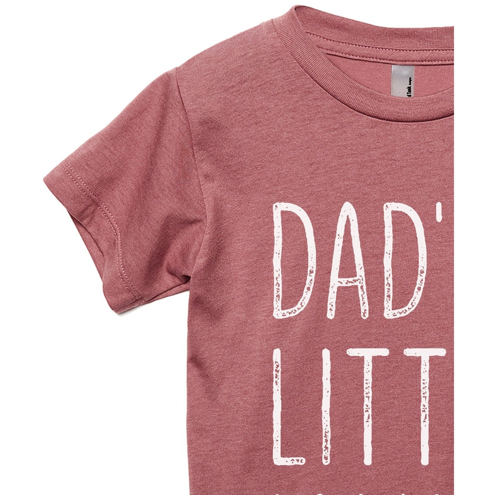 Dad's Little Man Toddler's Go-To Crewneck Tee Heather Grey Close Up Sleeves Collar Details
