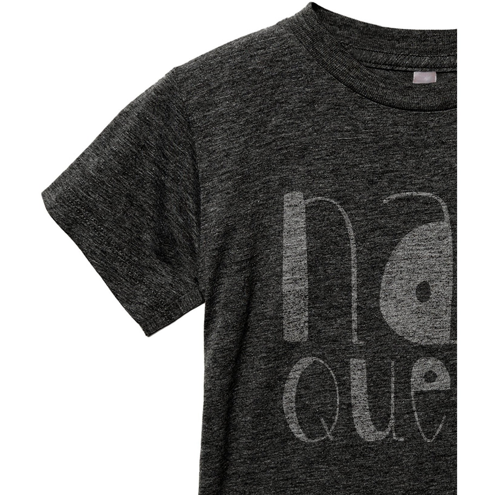 Nap Queen Toddler's Go-To Crewneck Tee Heather Grey Close Up Sleeves Collar Details
