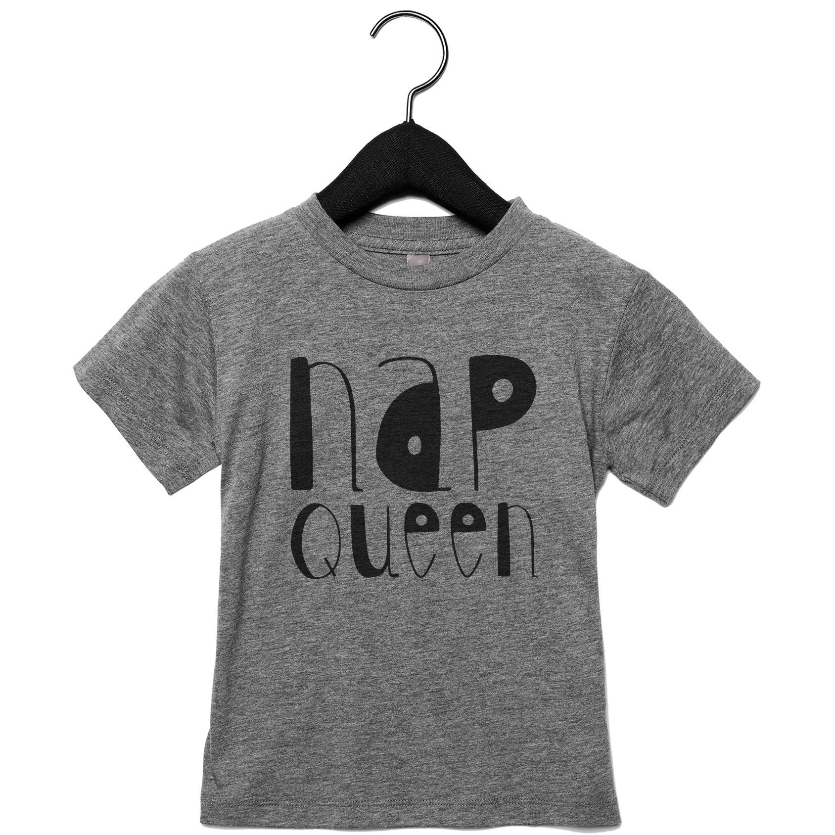 Nap Queen Toddler's Go-To Crewneck Tee Charcoal Close Up Bottom Hem Details
