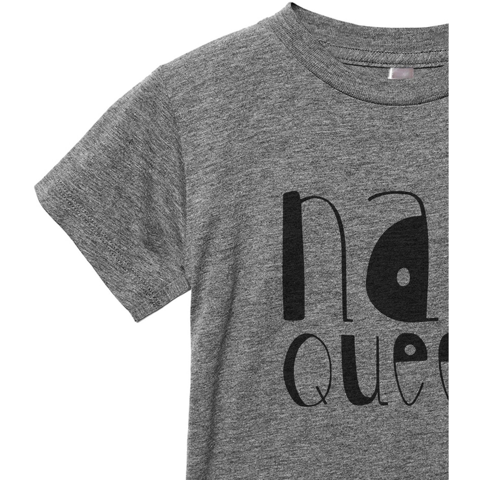 Nap Queen Toddler's Go-To Crewneck Tee Charcoal Close Up Sleeves Collar Details
