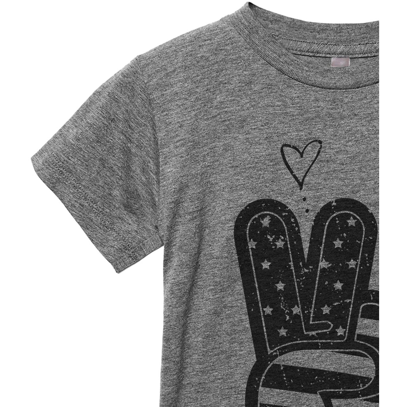 Freedom Peace Sign Toddler's Go-To Crewneck Tee Charcoal Zoom Details A