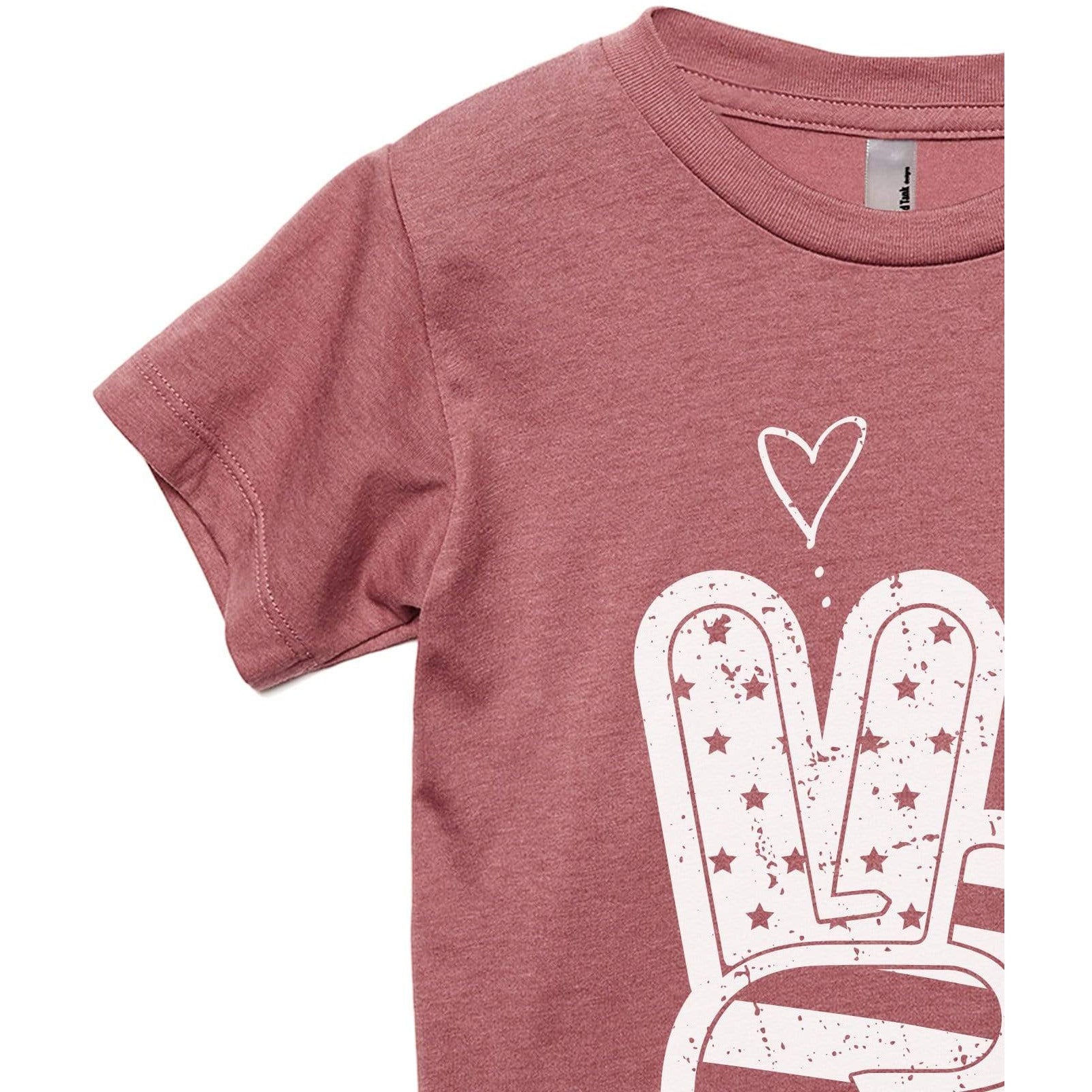 Freedom Peace Sign Toddler's Go-To Crewneck Tee Heather Rouge Zoom Details B
