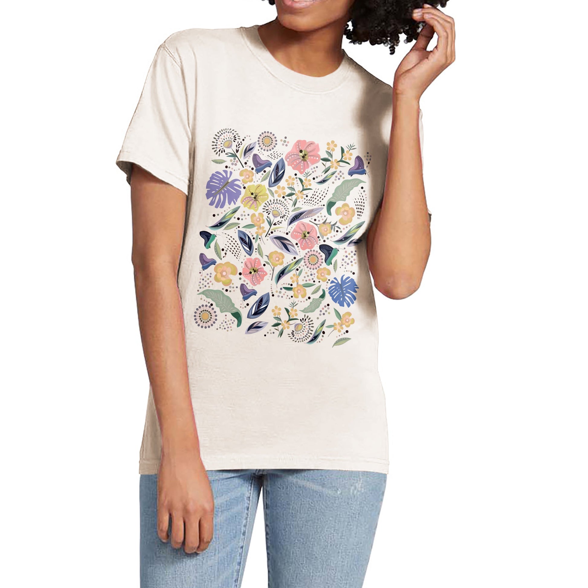 Women Botanical T Shirt Plant Graphic Wild Flower Shirt Vintage Floral Clothing Tee