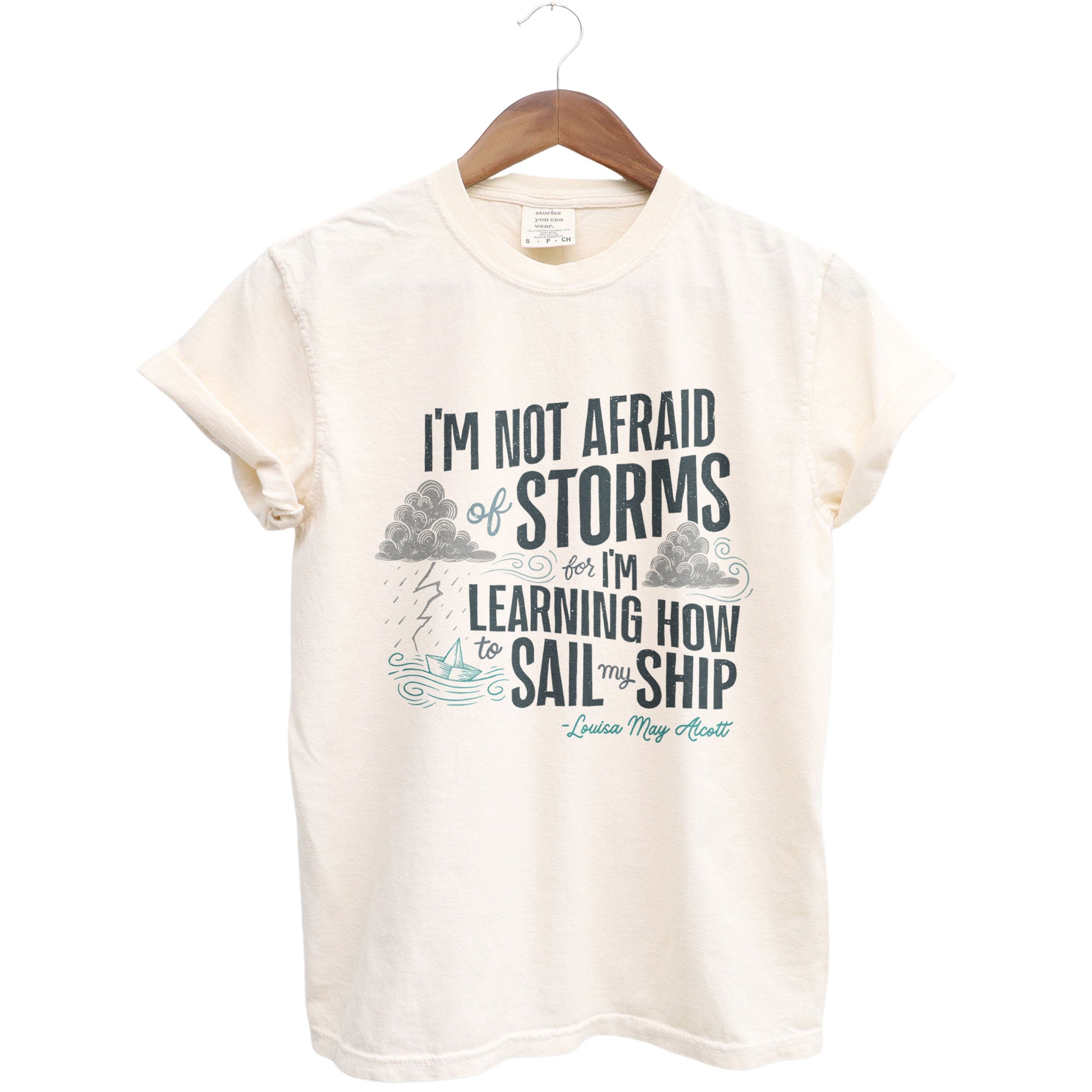 Im Not Afraid of Storms Garment-Dyed Tee Vintage Ivory Model Image