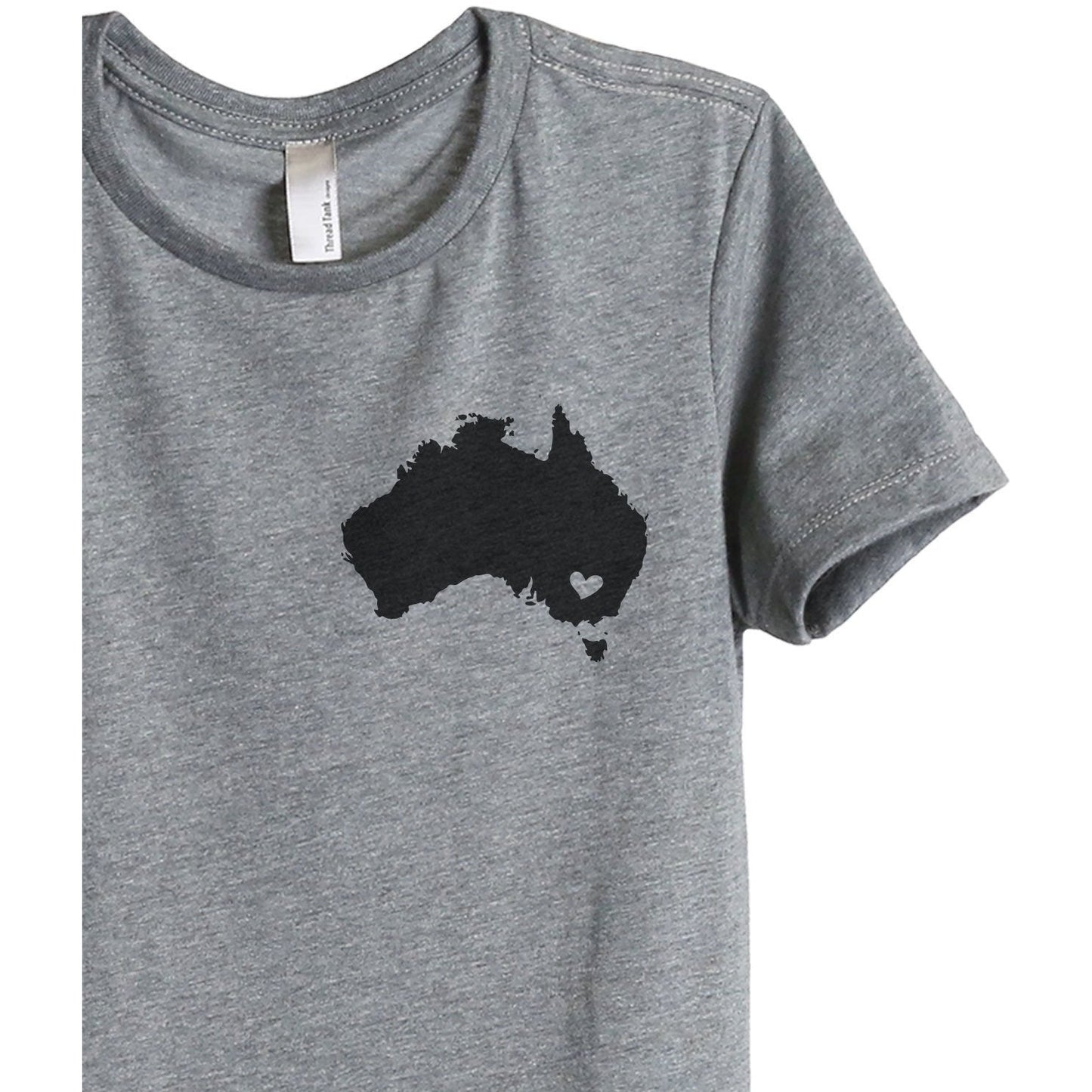 Australia Heart Women's Relaxed Crewneck T-Shirt Top Tee Heather Grey Zoom Details
