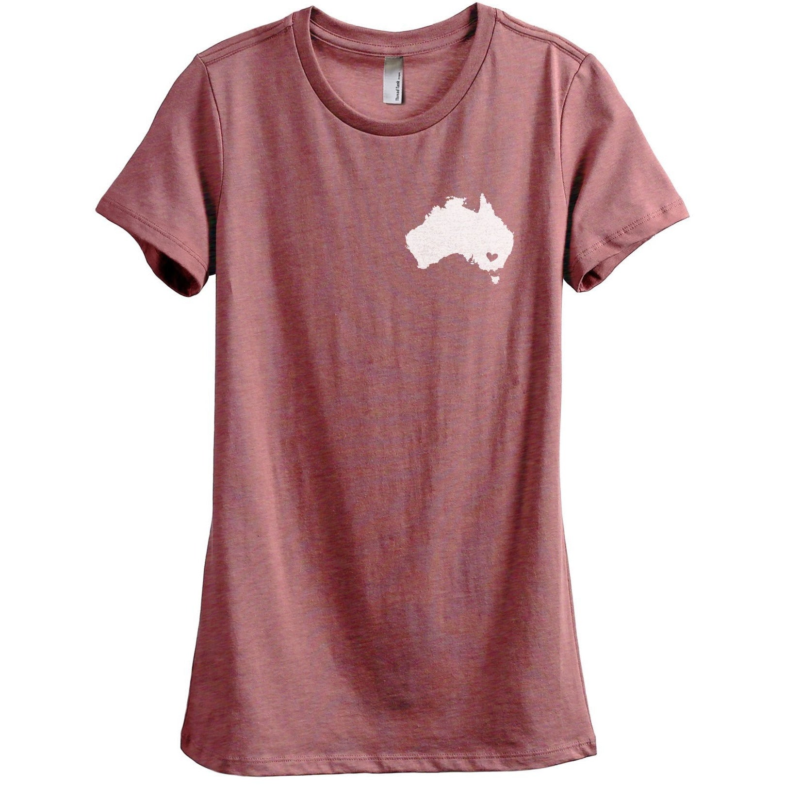 Australia Heart Women's Relaxed Crewneck T-Shirt Top Tee Heather Rouge