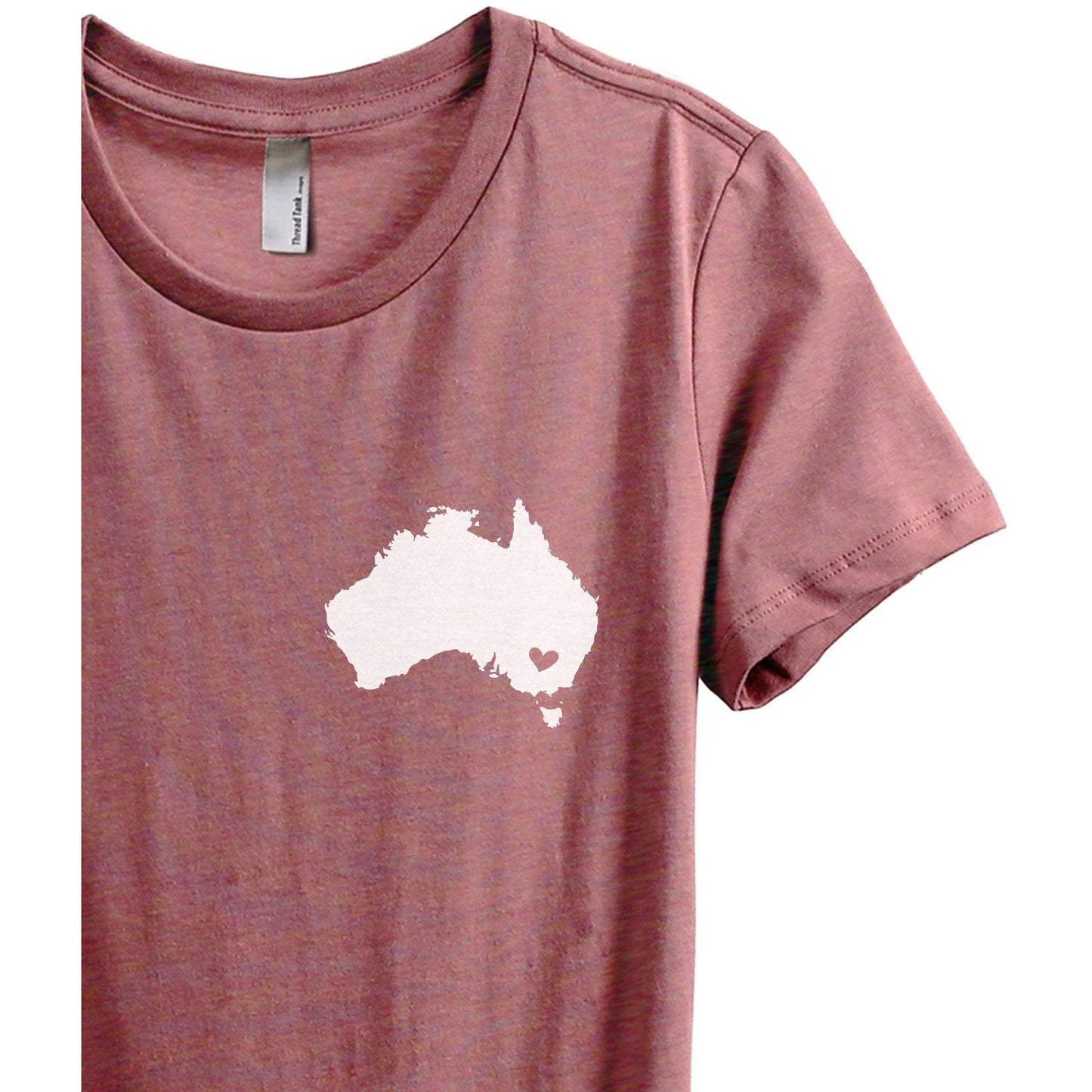 Australia Heart Women's Relaxed Crewneck T-Shirt Top Tee Heather Rouge Zoom Details
