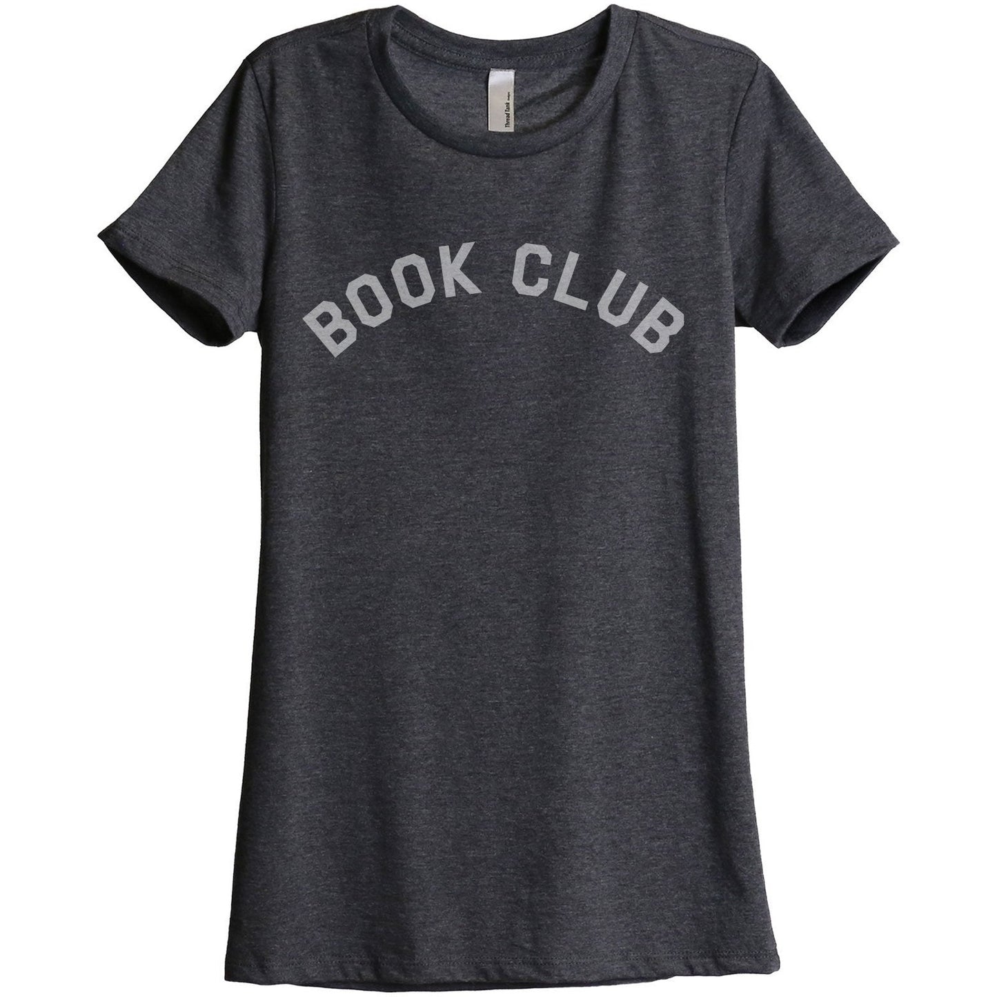 Book Club Women's Relaxed Crewneck T-Shirt Top Tee Charcoal Grey
