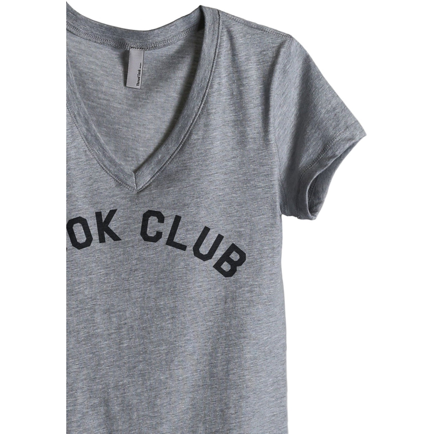 Book Club Women's Relaxed Crewneck T-Shirt Top Tee Heather Grey Zoom Details
