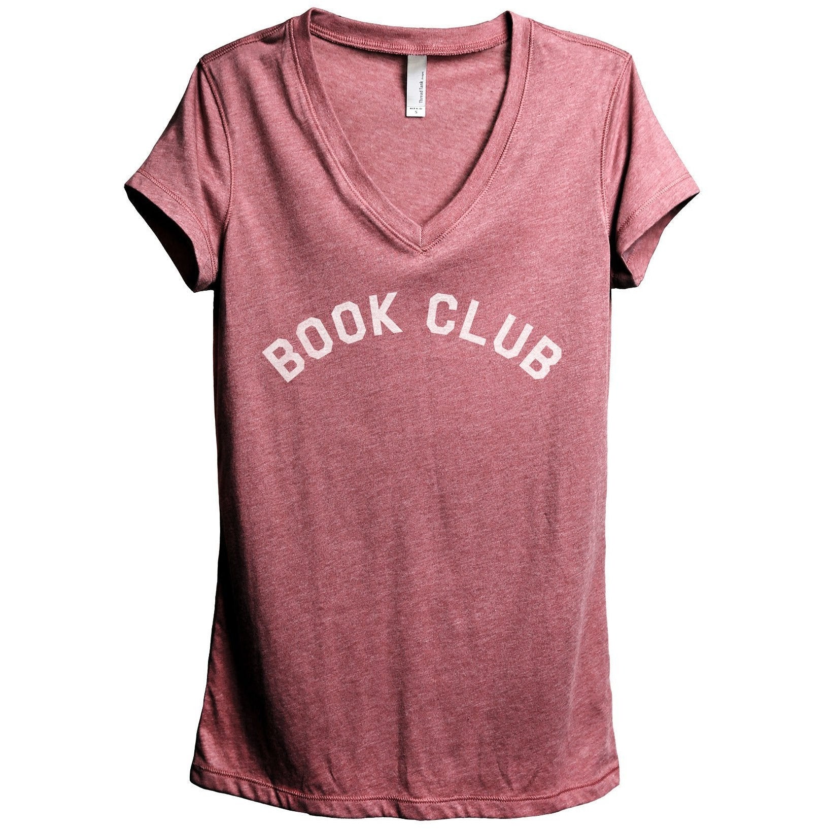 Book Club Women's Relaxed Crewneck T-Shirt Top Tee Heather Rouge
