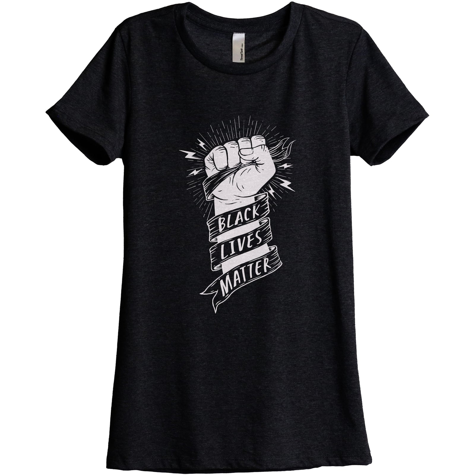 Black Lives Matter Women's Relaxed Crewneck T-Shirt Top Tee Charcoal Grey
