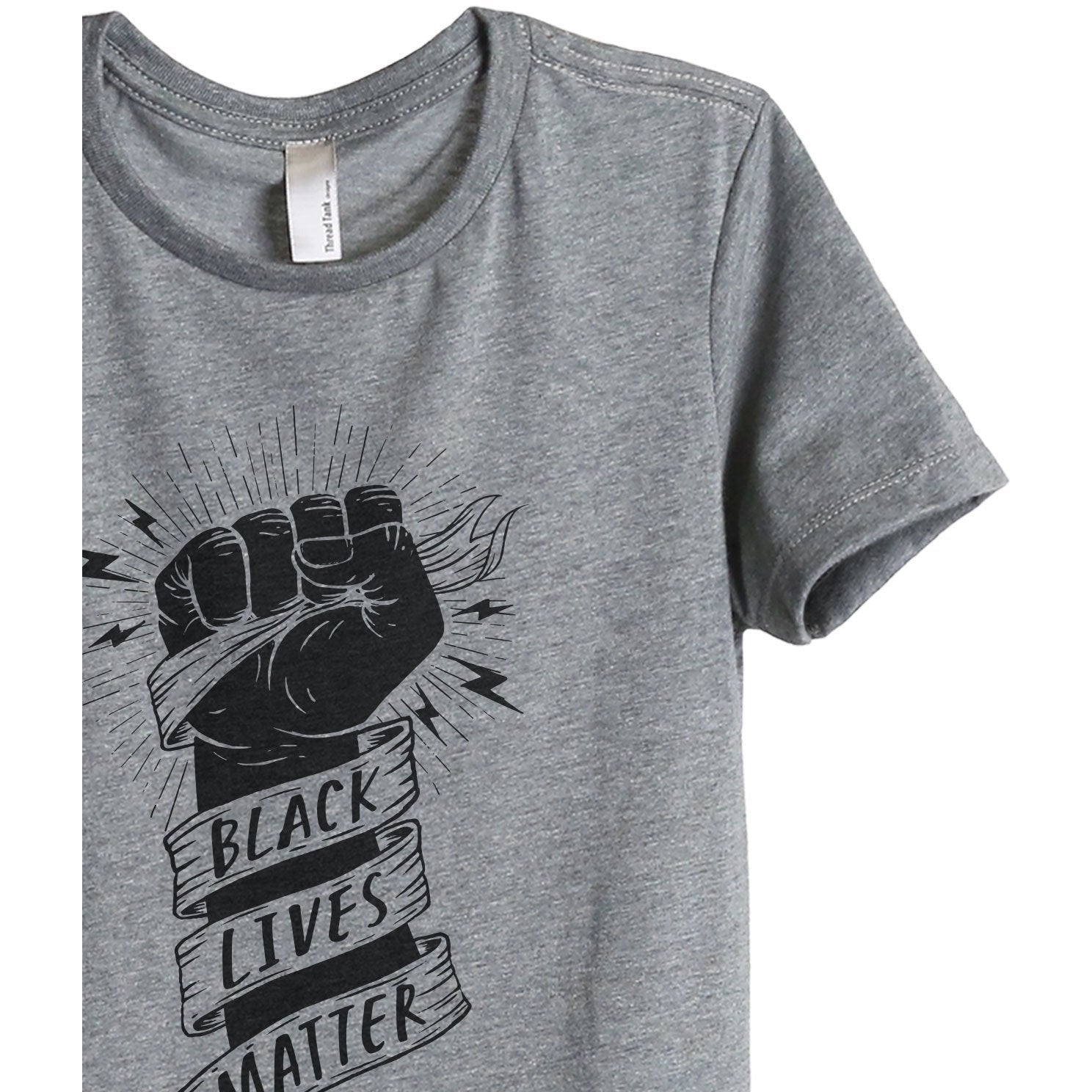 Black Lives Matter Women's Relaxed Crewneck T-Shirt Top Tee Heather Grey Zoom Details
