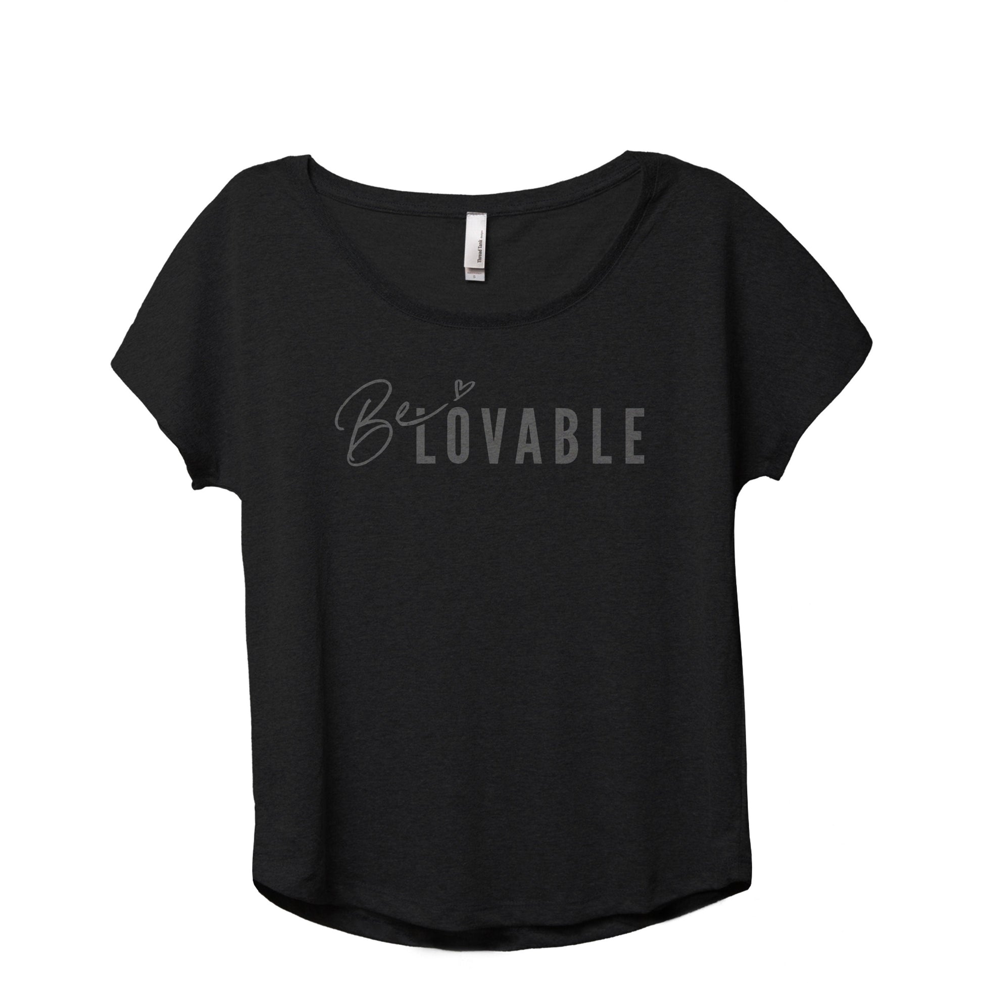 Lovable Women's Relaxed Slouchy Dolman T-Shirt Tee Heather Black