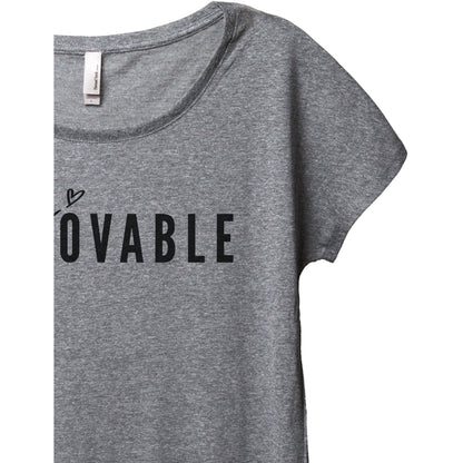 Lovable Women's Relaxed Slouchy Dolman T-Shirt Tee Heather Grey Closeup Details
