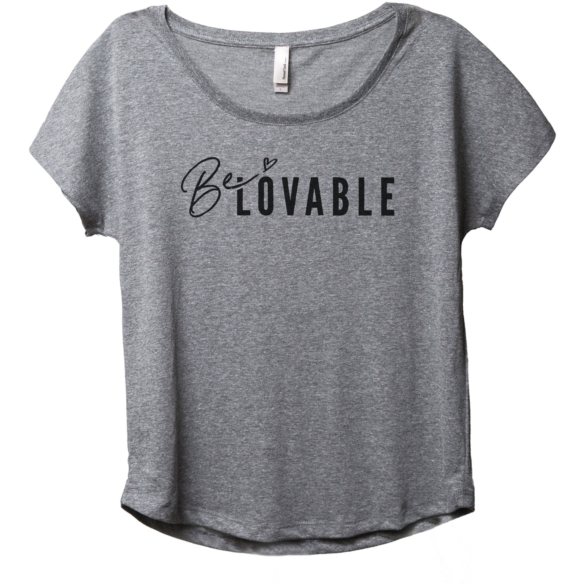 Lovable Women's Relaxed Slouchy Dolman T-Shirt Tee Heather Grey