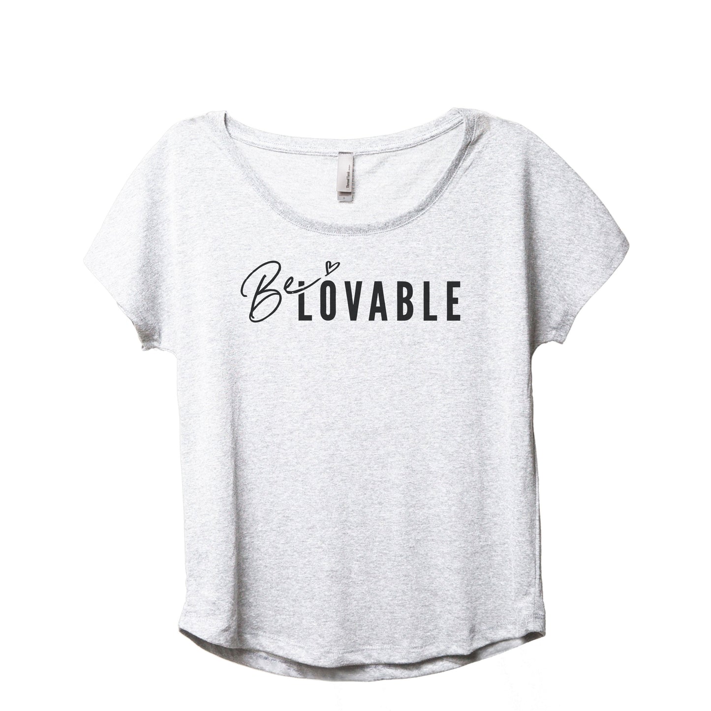 Lovable Women's Relaxed Slouchy Dolman T-Shirt Tee Heather White