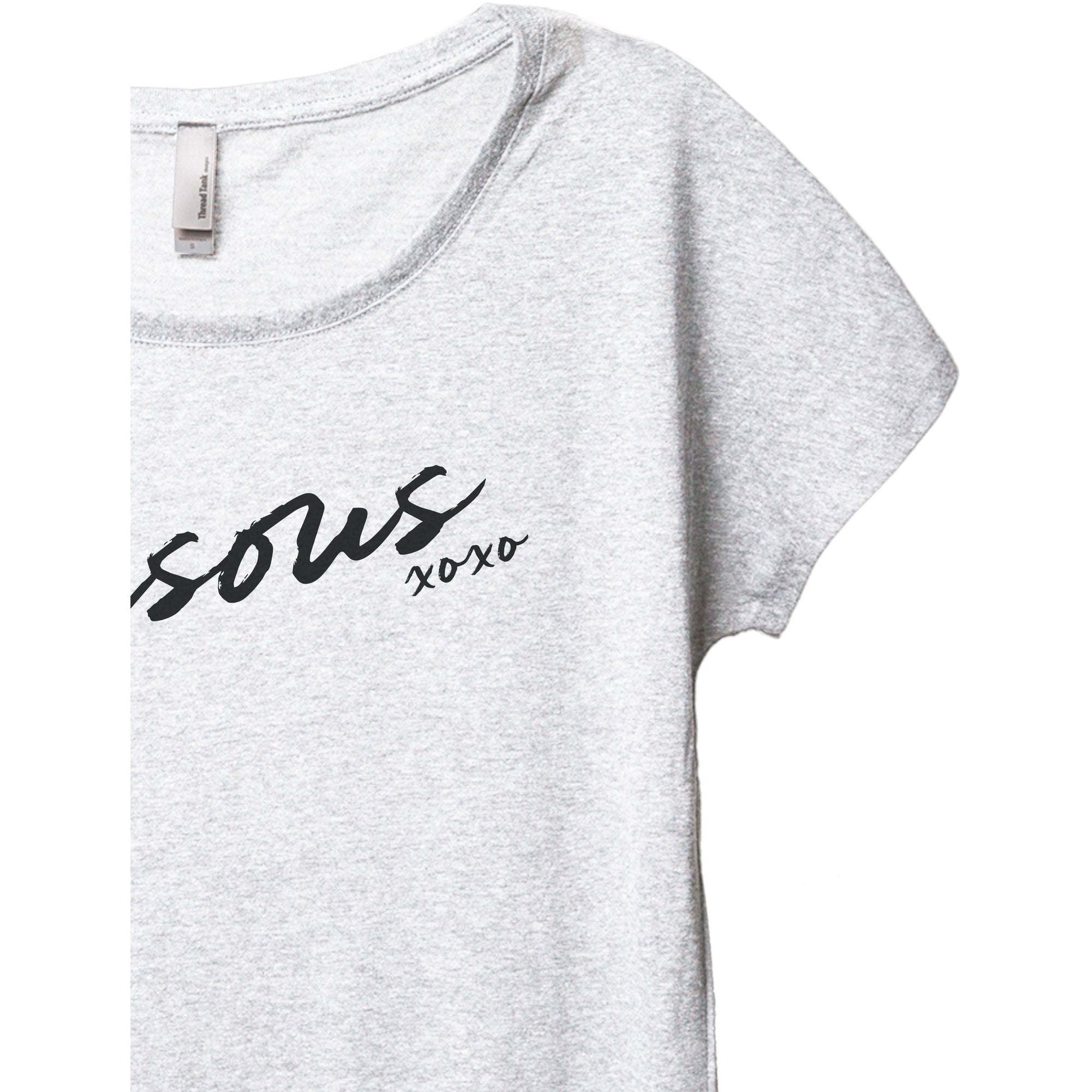 Bisous XOXO Women's Relaxed Slouchy Dolman T-Shirt Tee Heather White