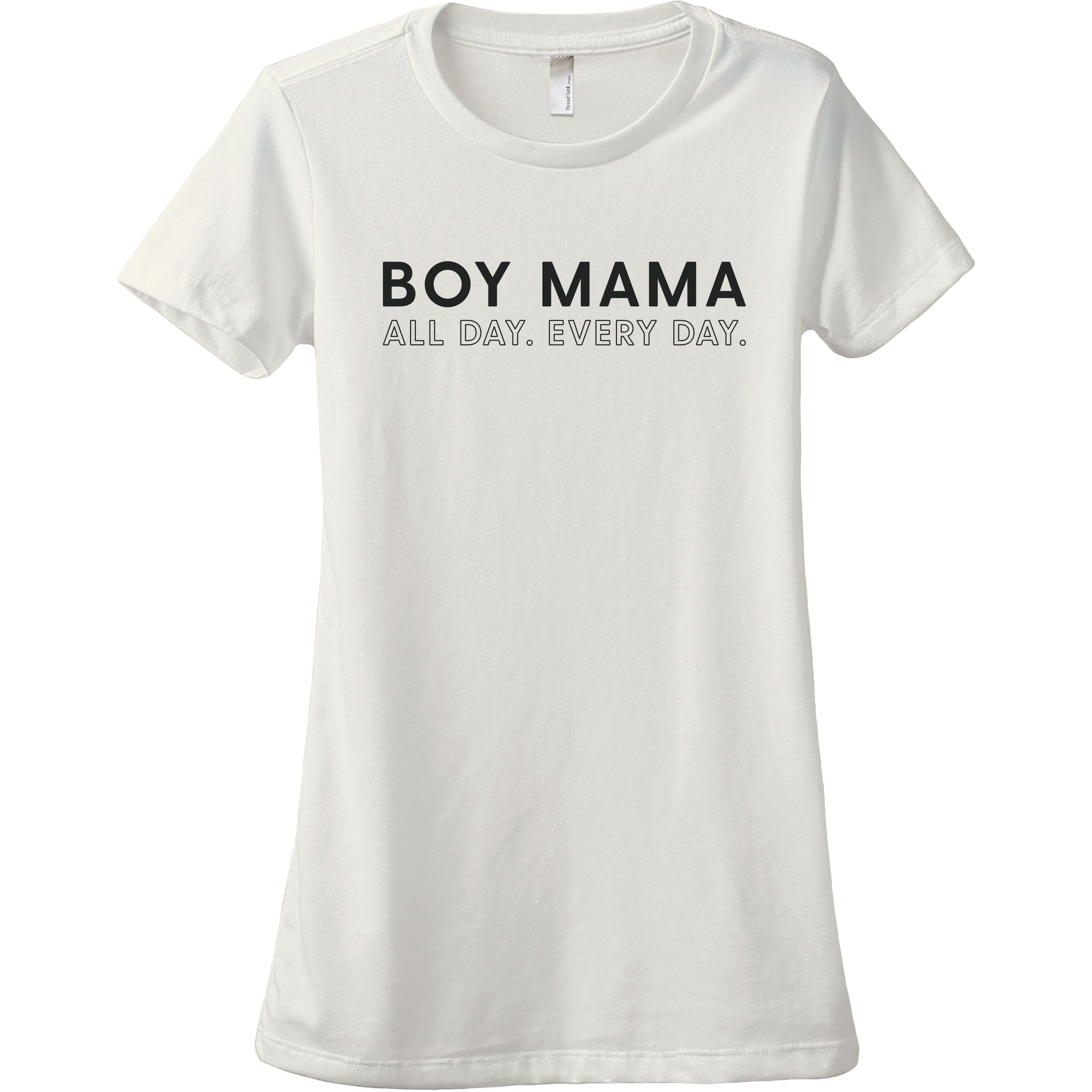 Boy Mama All Day Every Day Women's Relaxed Crewneck T-Shirt Top Tee Vintage White