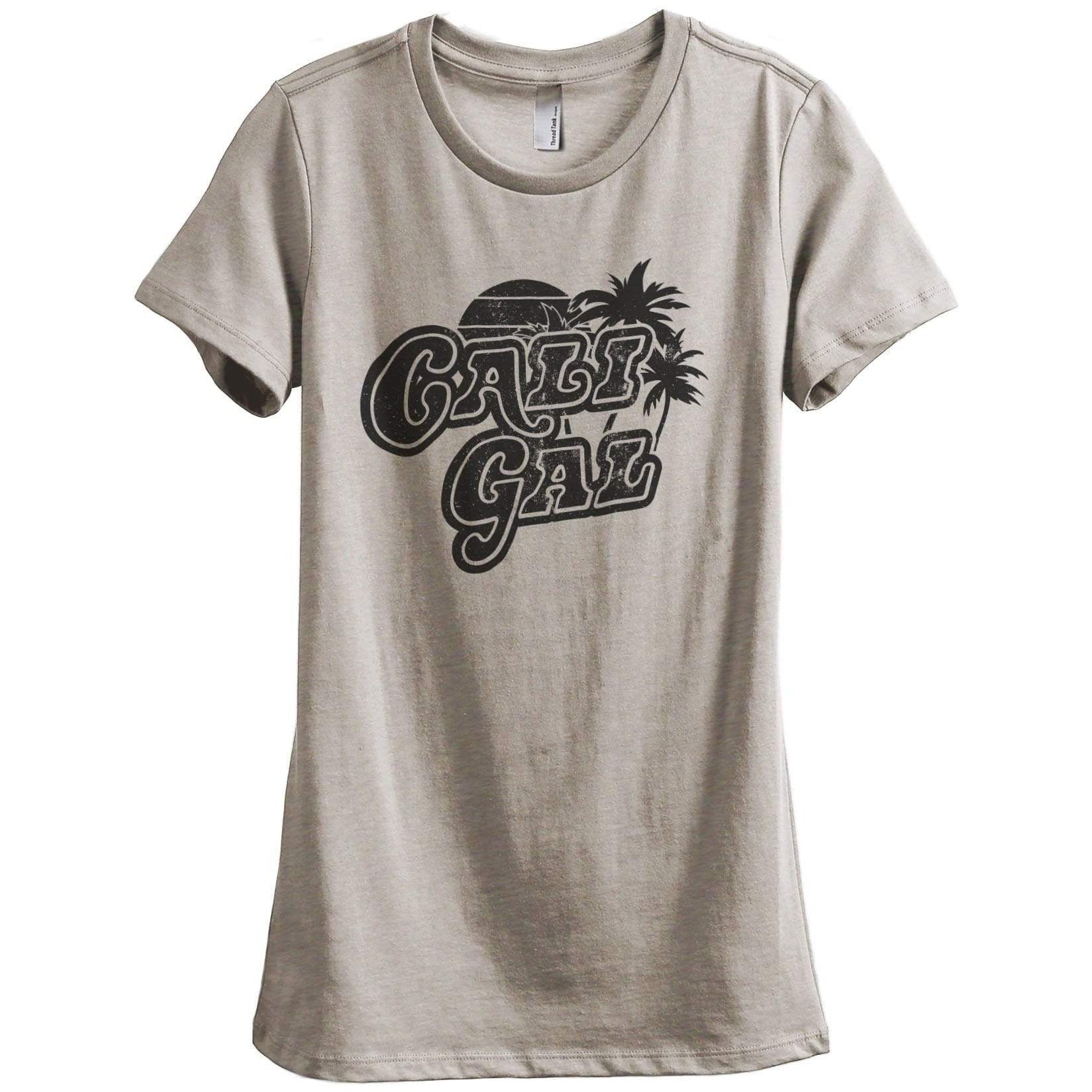California Gal Women's Relaxed Crewneck T-Shirt Top Tee Heather Tan
