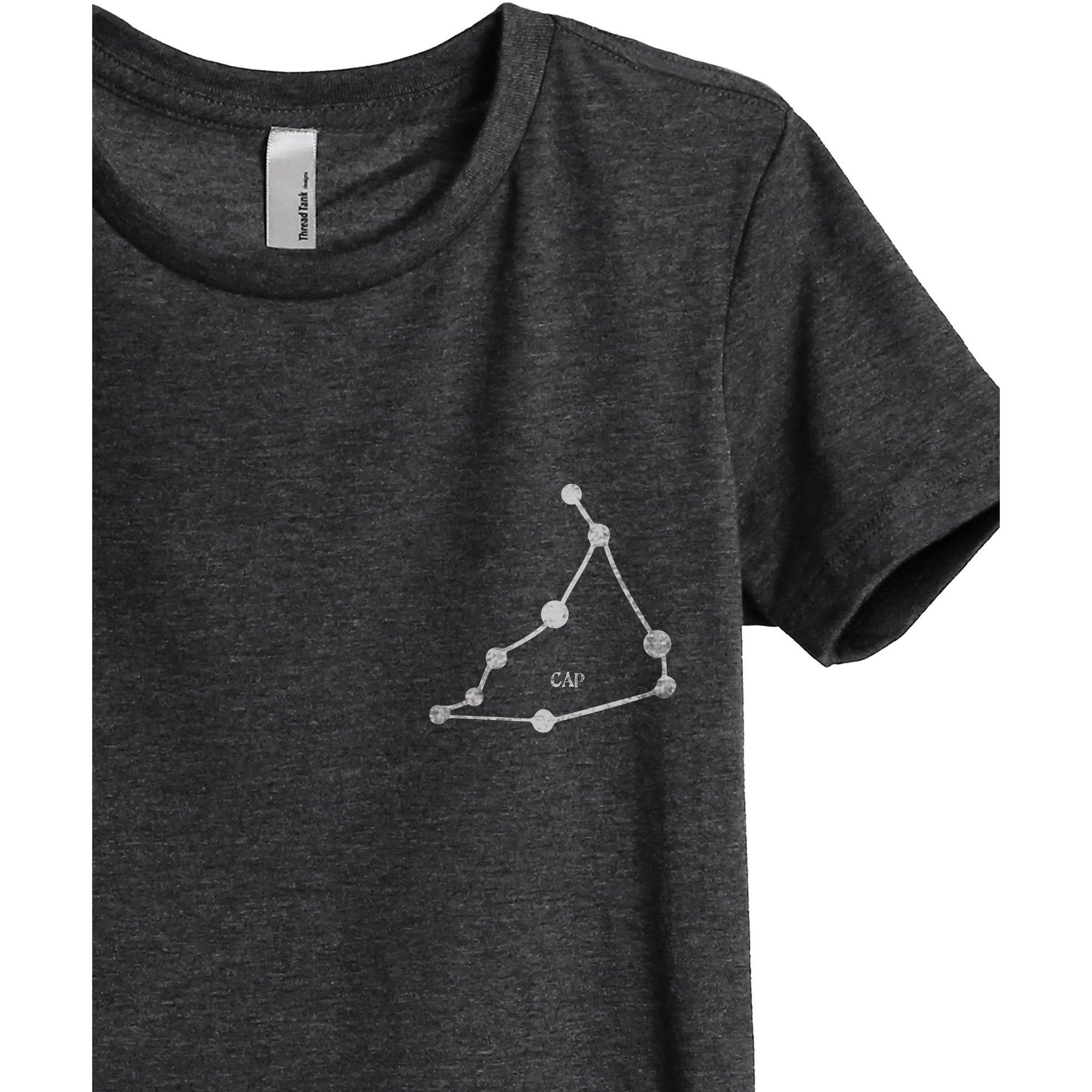 Capricorn CAP Constellation Astrology Women's Relaxed Crewneck T-Shirt Top Tee Charcoal Grey
