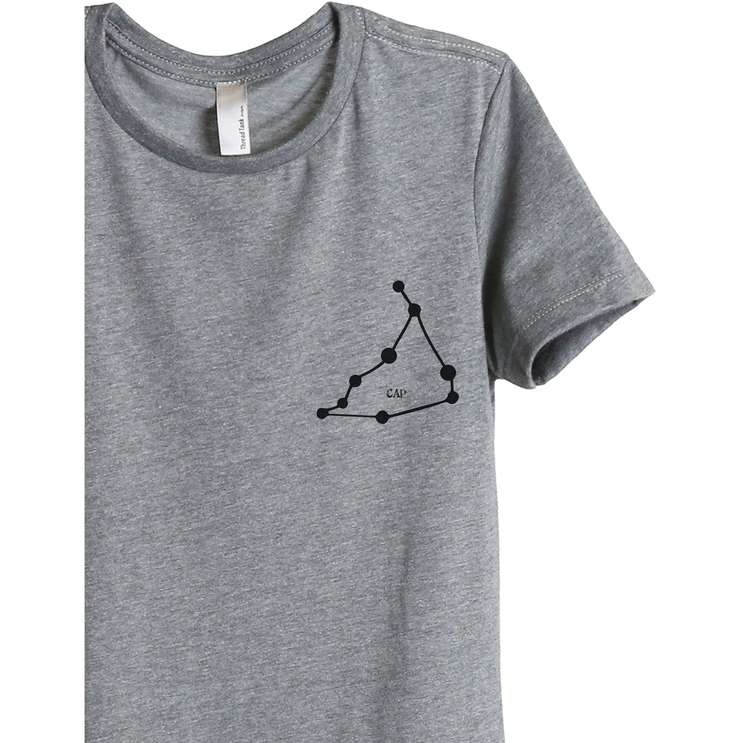 Capricorn CAP Constellation Astrology Women's Relaxed Crewneck T-Shirt Top Tee Heather Grey Zoom Details
