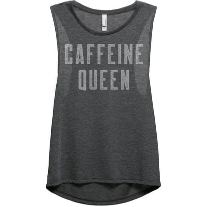 Caffeine Queen Women's Relaxed Muscle Tank Tee Charcoal