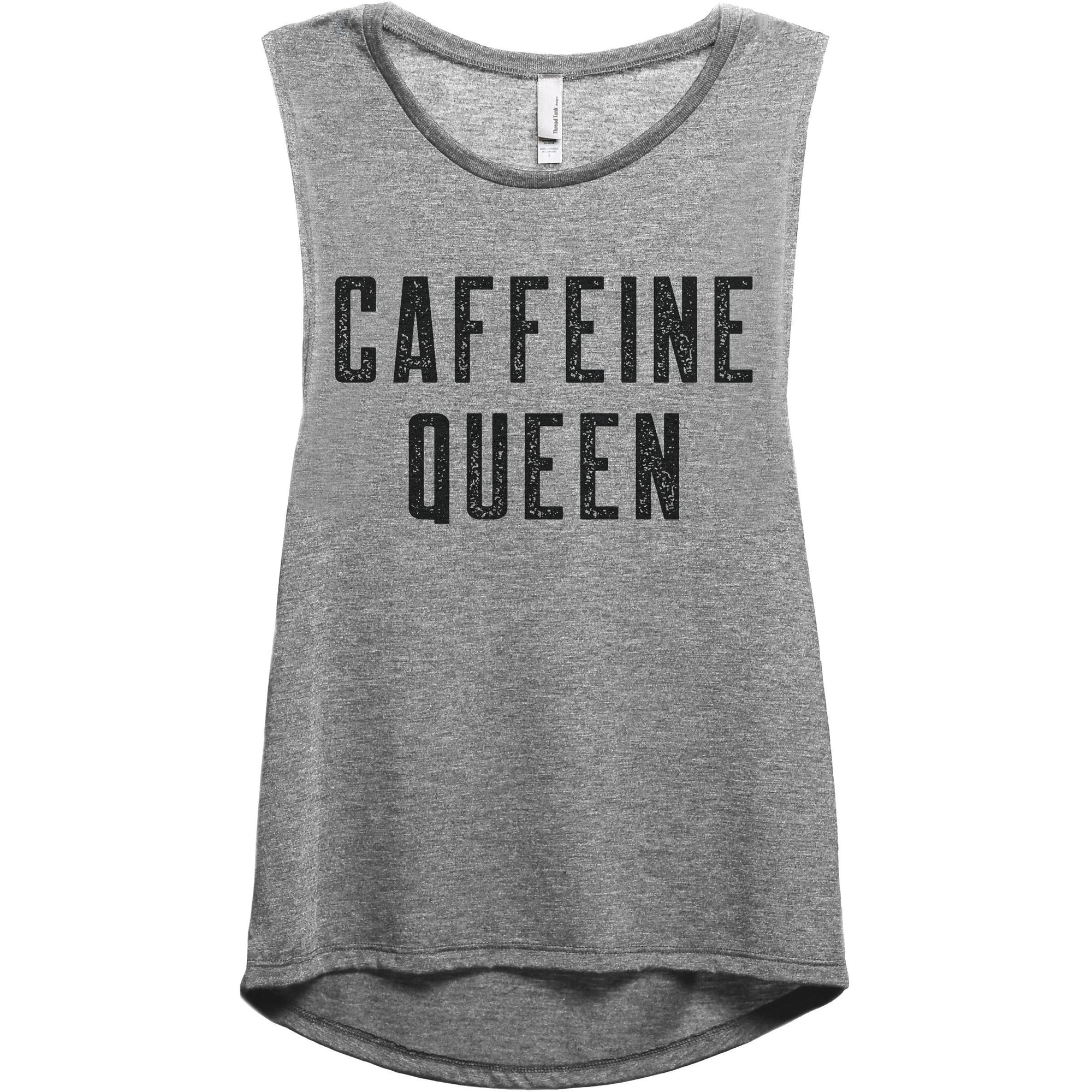 Caffeine Queen Women's Relaxed Muscle Tank Tee Heather Grey