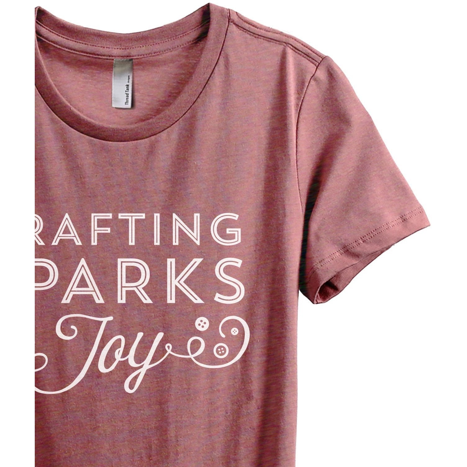 Crafting Sparks Joy Women's Relaxed Crewneck T-Shirt Top Tee Heather Rouge Zoom Details
