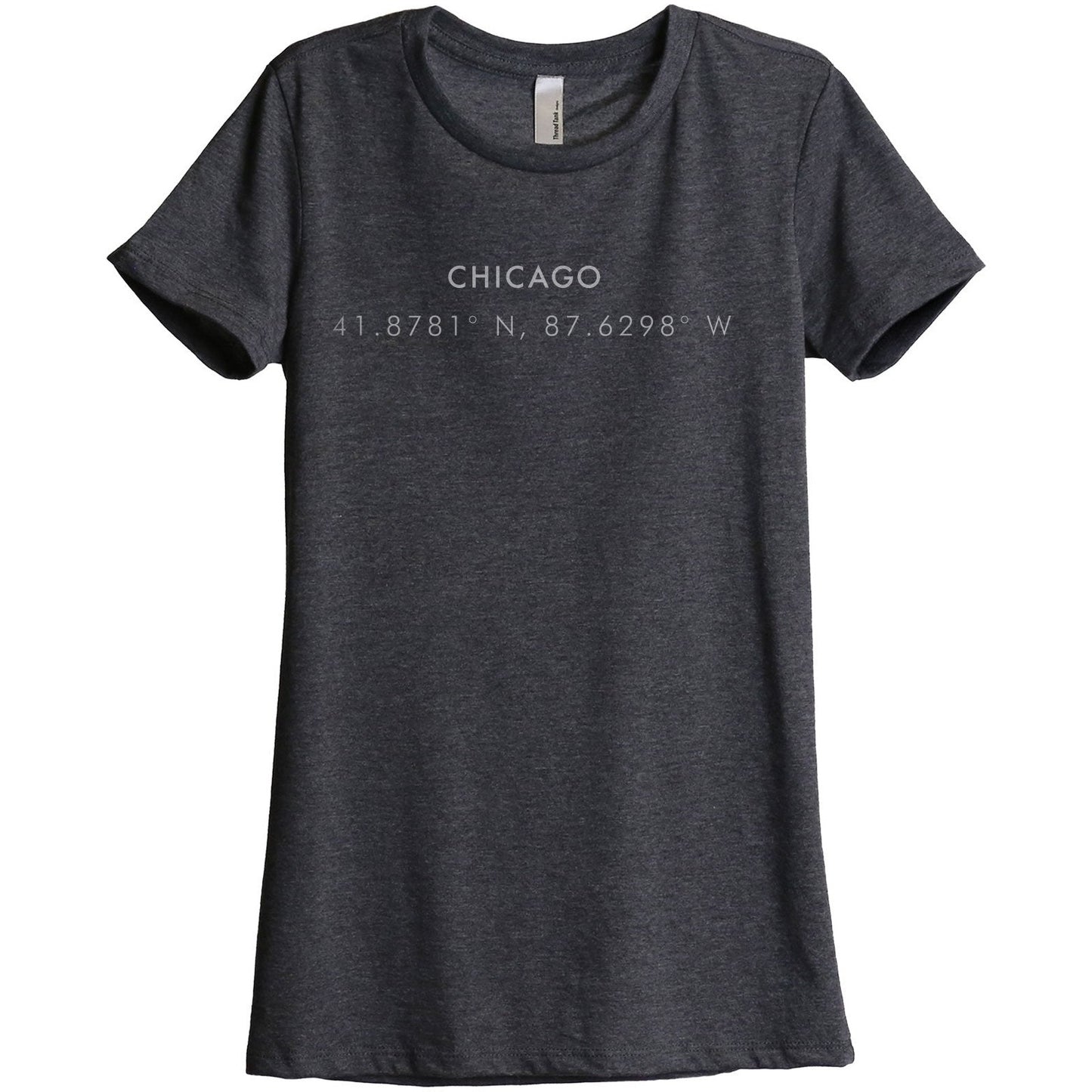 Chicago Illinois Coordinates Women's Relaxed Crewneck T-Shirt Top Tee Charcoal Grey
