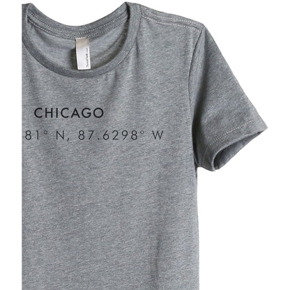 Chicago Illinois Coordinates Women's Relaxed Crewneck T-Shirt Top Tee Heather Grey Zoom Details

