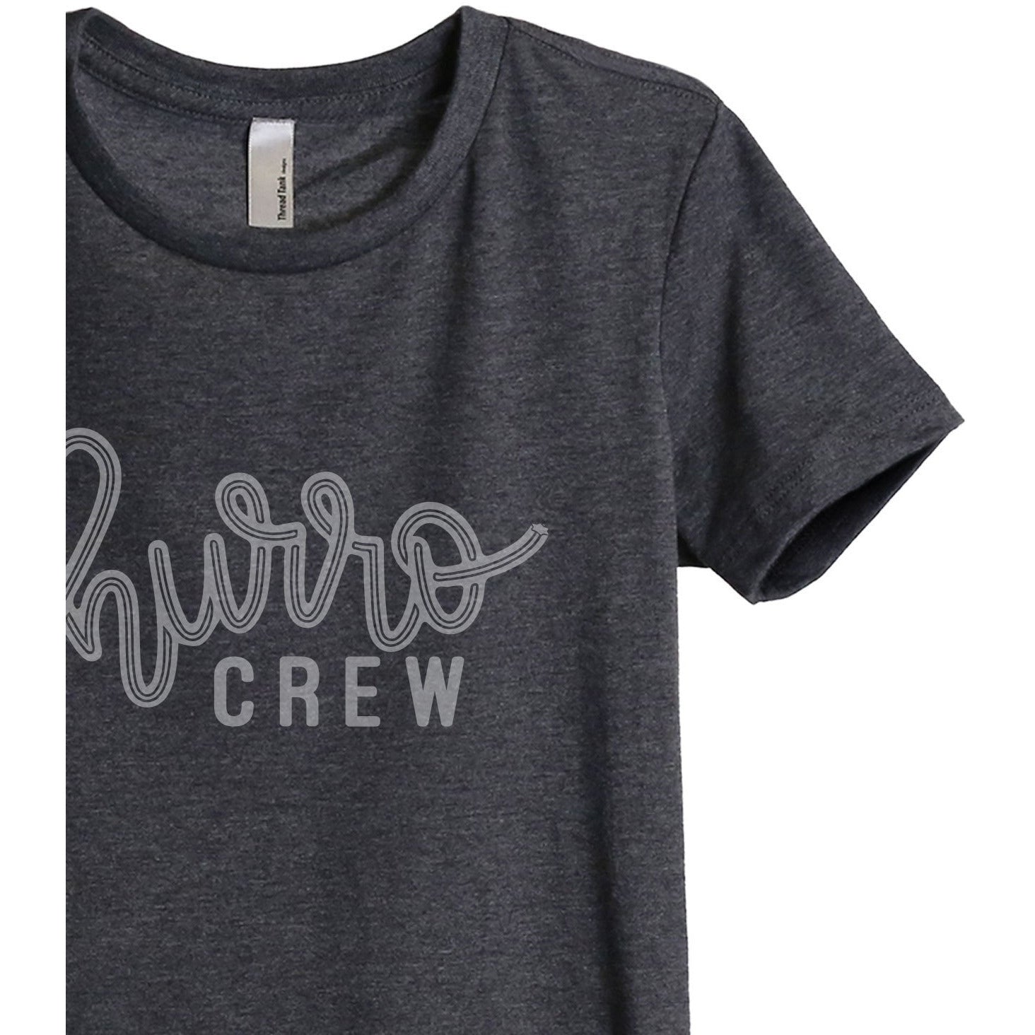 Churro Crew Women's Relaxed Crewneck T-Shirt Top Tee Charcoal Grey Zoom Details